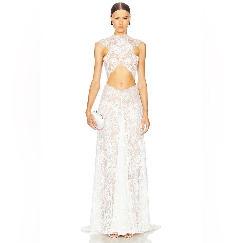 NWOT BRONX AND BANCO Naia Lace Gown in White Wedding Evening Gown